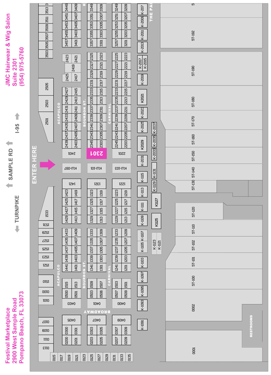 Festival Marketplace Map - JMC Hairwear & Wig Salon